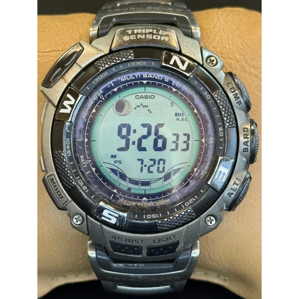 Casio Pathfinder PAW-1500T Tough Solar Titanium Digital Watch Used